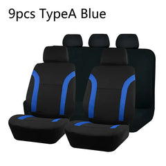 AUTO PLUS Sports Universal Polyester Car Seat Cover Set Fit Most Car Plain Fabric Bicolor Stylish Car Accessories Seat Protector