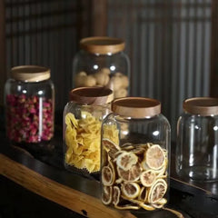 Large Capacity Glass Jar with Wooden Lid