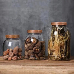 Large Capacity Glass Jar with Wooden Lid