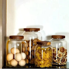 Large Capacity Glass Jar with Wooden Lid