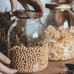 Large Capacity Glass Jar with Wooden Lid